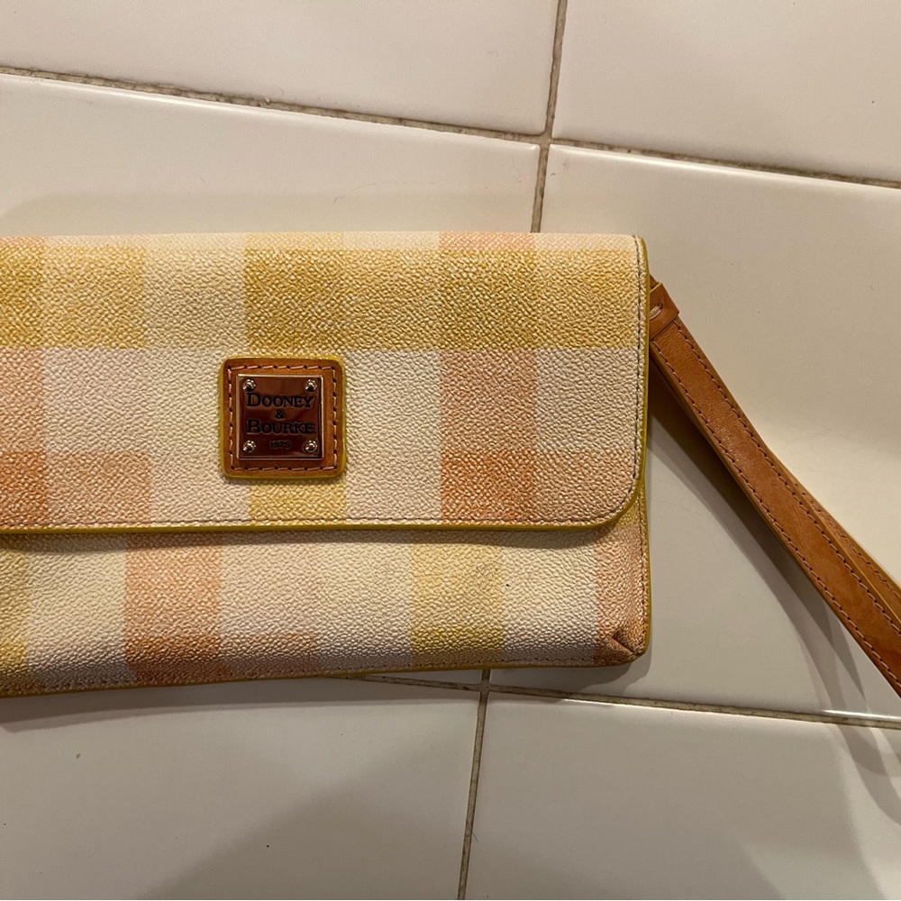 Dooney & Bourke Yellow and Orange Plaid Wristlet